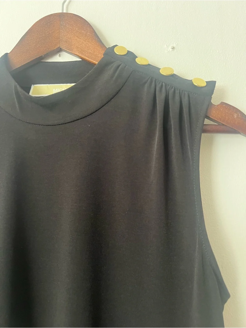 Michael Kors resort wear Black Sleeveless Midi Dress,Shoulder Buttons, Womens M